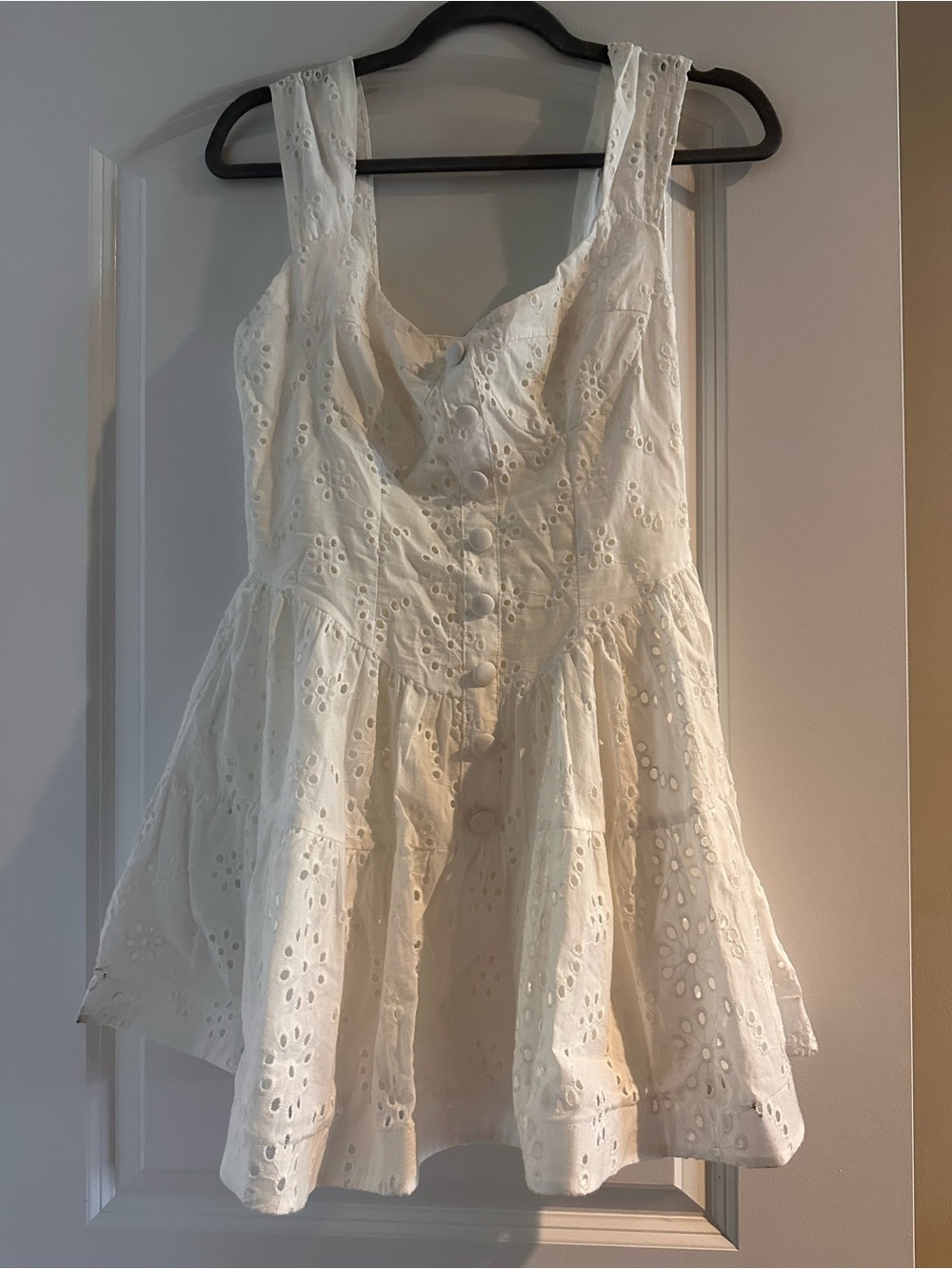 White Eyelet Button-Front Sundress - Picture 3 of 3